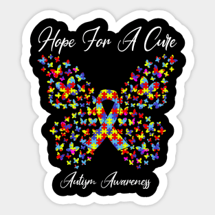 Hope For A Cure Butterfly Gift Autism Sticker